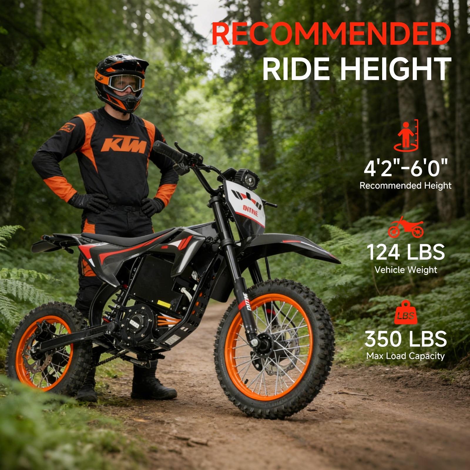 4500W Peak Electric Dirt Bike, 60V 28.8AH Battery Electric Motorcycle, 50MPH Max Speed & 60 Miles Range, Mid-Drive Motor, Dual Hydraulic Brakes, 14"/12" Fat Tire Off-Road E Bike for Adults, IP65 Wate