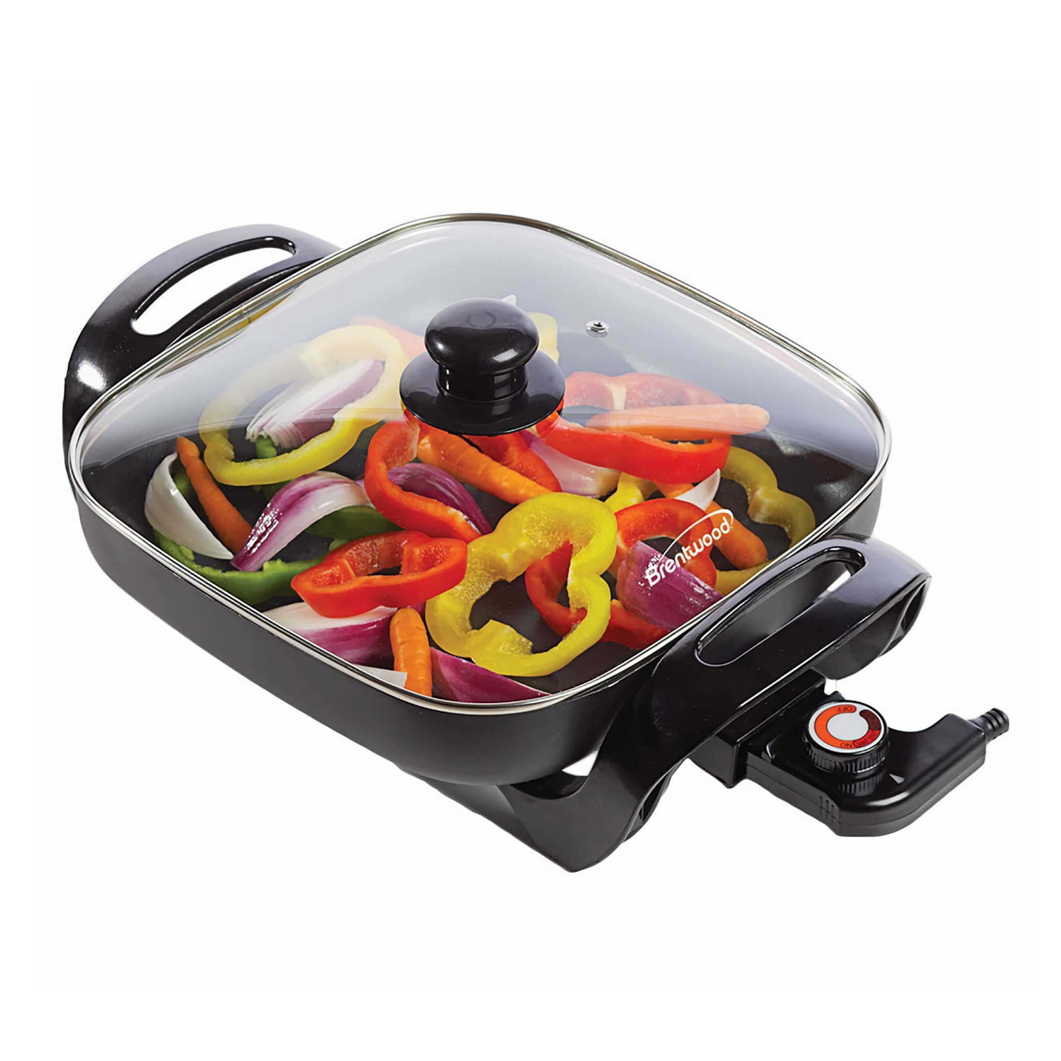Brentwood 12-In. 1,300-Watt Nonstick Electric Skillet with Glass Lid, SK-65PT