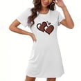 thumbnail image 1 of Camisón corto de San Valentín para mujer, talla grande, estampado en el pecho, cuello redondo, manga corta, 1 of 3