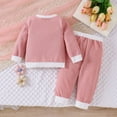 thumbnail image 4 of NIEWTR Baby Girls Outfit 2PCS Fall Winter Clothing Set Color Block Round Neck Toddler Girls Long Sleeve Top Pants Set Toddler Girl Outfit For 1t 2t 3t 4t 5t 6t,12-18 Months, 4 of 6