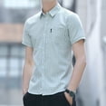 thumbnail image 5 of Camisa y blusa de hombre de negocios a cuadros con bolsillo, manga corta, elegante, de lujo, de alta calidad, original, nueva en ropa, 5 of 5