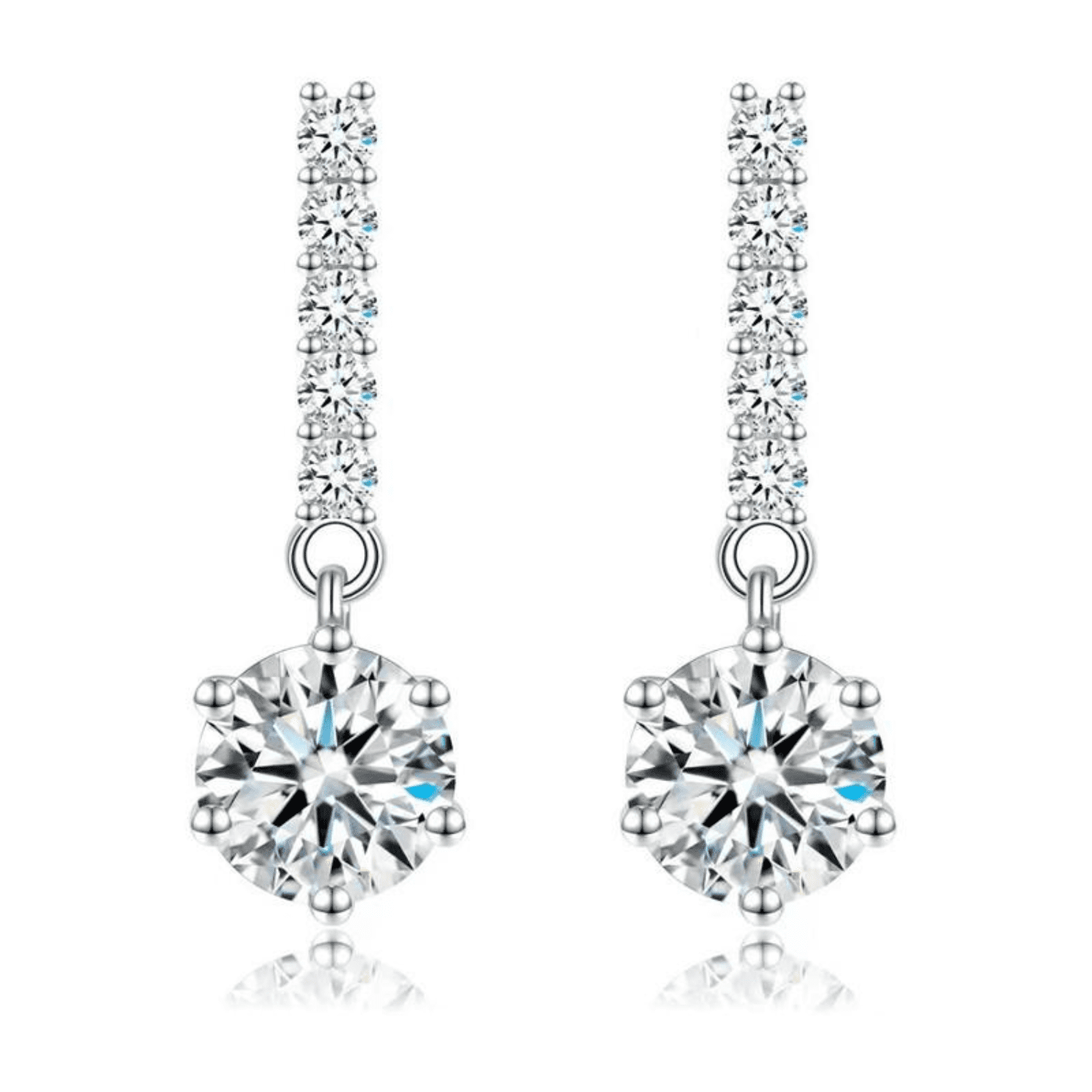 Moissanite Dangle Earrings For Women - 1/2CT To 2CT, Sterling Silver 18K Gold Plated, Hypoallergenic Gift