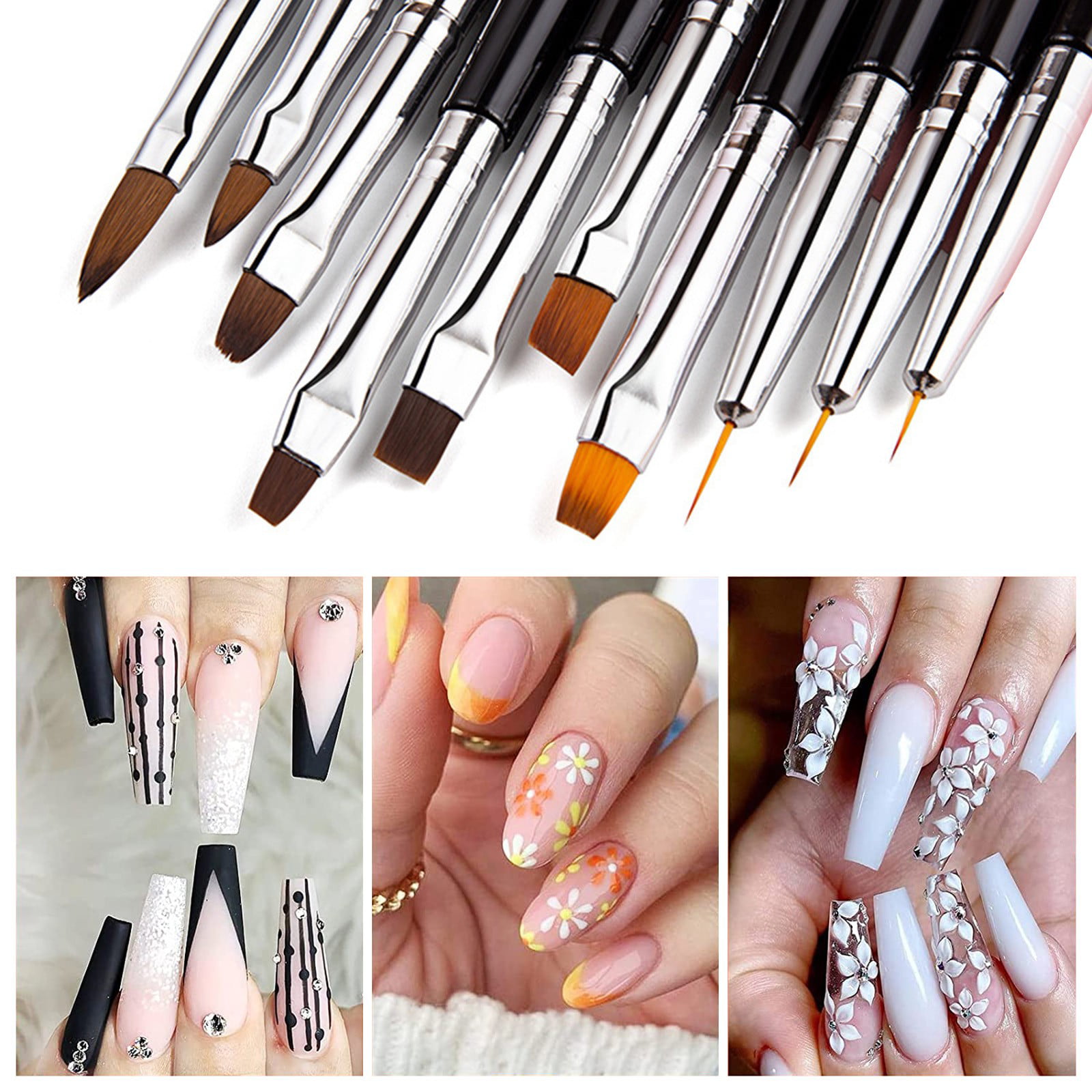 Gel Nail Brush, 8Pcs Acrylic Nail Sculpting Brush for Salon at Home DIY  Manicure with Tips Builder Brush Pen and Structure Gel Brush in 2023