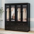 thumbnail image 3 of Sophshelter Black Armoire Wardrobe Closet with 4 Doors, 4 Drawers Wardrobe Closet Large Storage Cabinet with 2 Hanging Rods & Shelves Modern Wardrobe Closet for Bedroom, 3 of 8