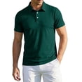 thumbnail image 3 of Hearthz Quick Dry Men Polo Shirts Short Sleeve Moisture Wicking Mens Golf Polo Shirts Casual Button Down Collared Men Graphic T Shirts Dark Green XXXL, 3 of 9
