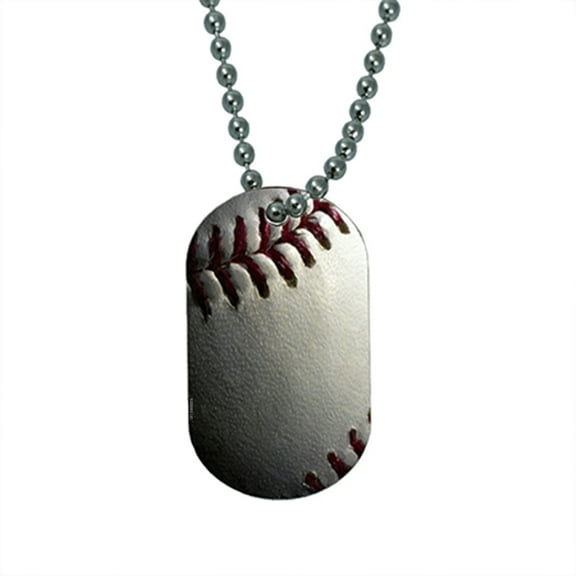 KuzmarK Pendant Dog Tag Necklace - Baseball Painting