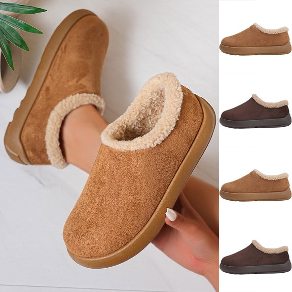 Gealkoca Women's Winter Snow Boots Fleece Line Boots Casual Comfortable Shoes Warm and Cozy Soft House Shoes Non Slip Soft Shoes for Indoor Outdoor