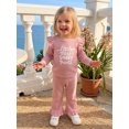 thumbnail image 6 of Cjfdfy Toddler Baby Girl Spring Fall Winter Outfit Baby Girls Little Miss Sassy Pants Clothes Waffled Letter Embroidered Ruffled Trim Long Sleeve Crewneck Sweatshirt and Long Pants 2 Pcs Set, 6 of 9