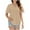 Khaki, variant on Lzobxe Women's Tops Short Sleeved Basic Casual V Neck Pleated T-shirt Loose Fitting Cotton,Sizes S-3XL