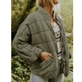 thumbnail image 5 of Liacowi Women Stand Collar Long Sleeve Solid Color Full Zip Quilted Jackets, 5 of 6