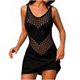 thumbnail image 2 of Dolkfu Dresses for Women Dressy Casual V-Neck Cutout Black Sleeveless Mini Bodycon Dresses Geometric Slim Modern Vacation-Inspired Dresses Black,L, 2 of 6