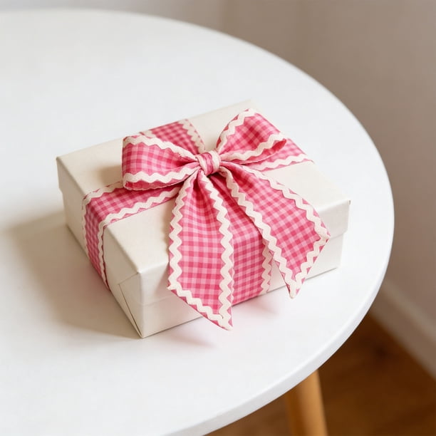 Cintas decorativas de cuadros onduladas rollo largo de poliéster • Cinta de manualidades caseras cortada a medida • Decoración reutilizable para envoltorios de regalos de boda en casa
