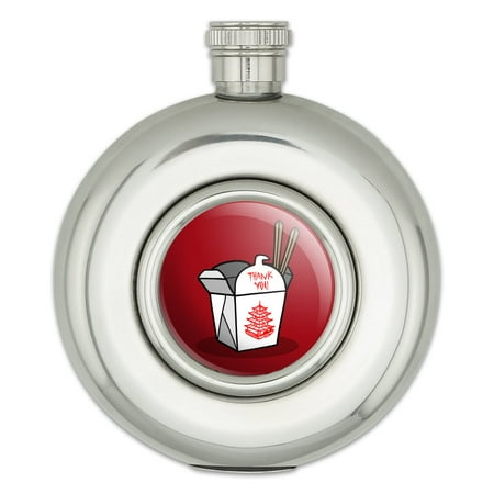 

Chinese Food Takeout Box with Chopsticks Round Stainless Steel 5oz Hip Drink Flask