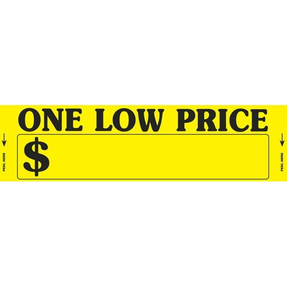 Impulse Sticker - Yellow - "One Low Price" - 11 1/4ʺL x 3 3/4ʺH - Pack of 100