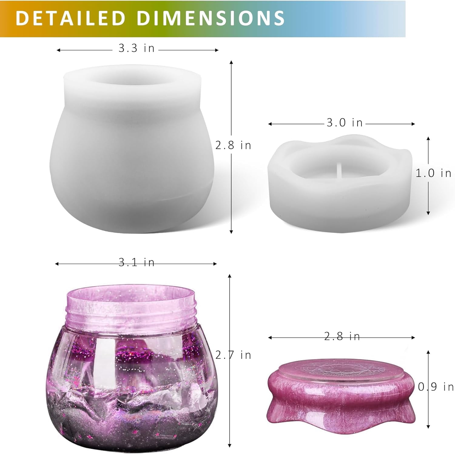 Jars Resin Molds with Lid, Epoxy Molds Silicone for Storage Bottle,Candle Holder,Candy Container, Epoxy Casting Craft, Gifts (Pudding Jar)