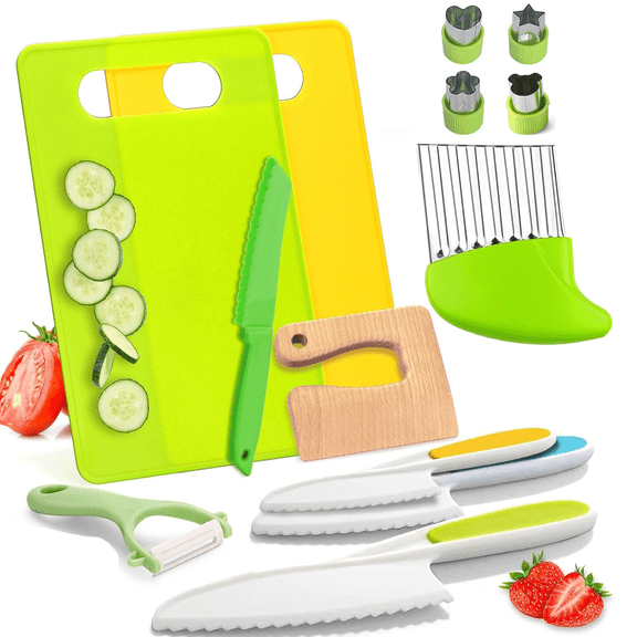 Kids Kitchen Knife Set, Real Cooking Kitchen Toys for Toddlers, Kids Safe Knives for 3-10 Year Old, 13 Pack