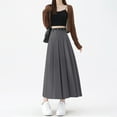 thumbnail image 3 of Zedker Dresses for Women Full Ankle Length Elastic Pleated Chiffon Long Skirt Style Gray Plus L, 3 of 6