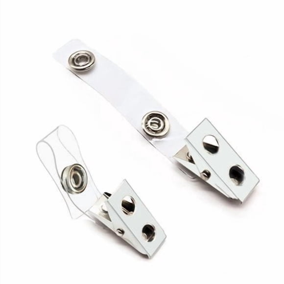 200Pcs Premium Metal Badge Clips with Clear PVC Straps for ID Cards, Badge Holders, Name Tags, Work Badges