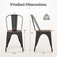 thumbnail image 3 of Gymax Tolix Style Metal Dining Chairs Set of 4 w/ Wood Seat & Removable Backrest Black, 3 of 9