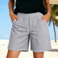 thumbnail image 2 of Bermuda Linen Shorts for Women High Waisted Casual Yoga Shorts Loose Summer Shorts with Pockets, M, 2 of 5