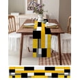 thumbnail image 3 of Ldtrchee Yellow Grey White Table Runner 60 Inches, Modern Abstract Retro Middle Century Bed Runner Dresser Scarves Tabletop for Indoor Outdoor Parties/Ceremony/Banquet, 13" x 60", 3 of 8