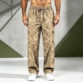 thumbnail image 3 of Cargo Pants for Men Camouflage Print Straight Leg Drawstring Elastic Waist Multiple Pockets Outdoor Pants, 3 of 7
