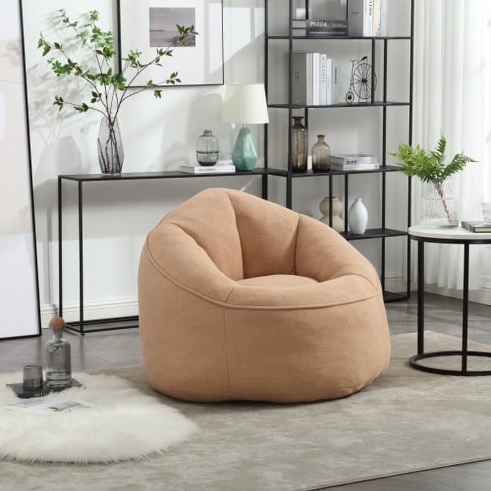 BSHTI 40"Bedding Bean Bag Sofa Chair,High Pressure Foam Bean Bag Chair,Adult Material with Padded Foam Padding Compressed Bean Bag With Footrest-Tan