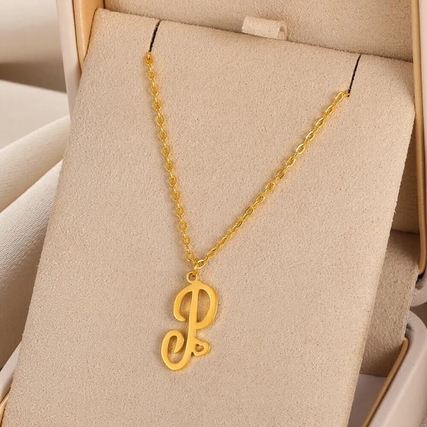 Collares con colgante de letra inicial de A-Z para mujer, joyería de acero inoxidable, regalos Bff, artículos baratos con envío gratis