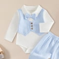 thumbnail image 5 of Emitonse Toddler Suit Boys Baby Wedding Dress Clothes Boys Formal Vest Suit Babys First Birthday Gentlemans Bow Tie Overalls Suit Piano Performance Outfit Blue,Size 12-18 Months, 5 of 5