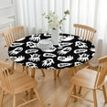 thumbnail image 3 of 44in Round Halloween Pumpkin Ghost Tablecloth with Elastic Edge, Fitted Table Cover for 36-44" Tables, Polyester Reusable Table Cloths Wipe Clean for Picnic, Dining, Outdoor Use and Party Decor, 3 of 7
