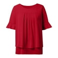 thumbnail image 4 of Women's Plus Size Chiffon Shirt Short Sleeve Loose Solid Color Blouse Tops, 4 of 5