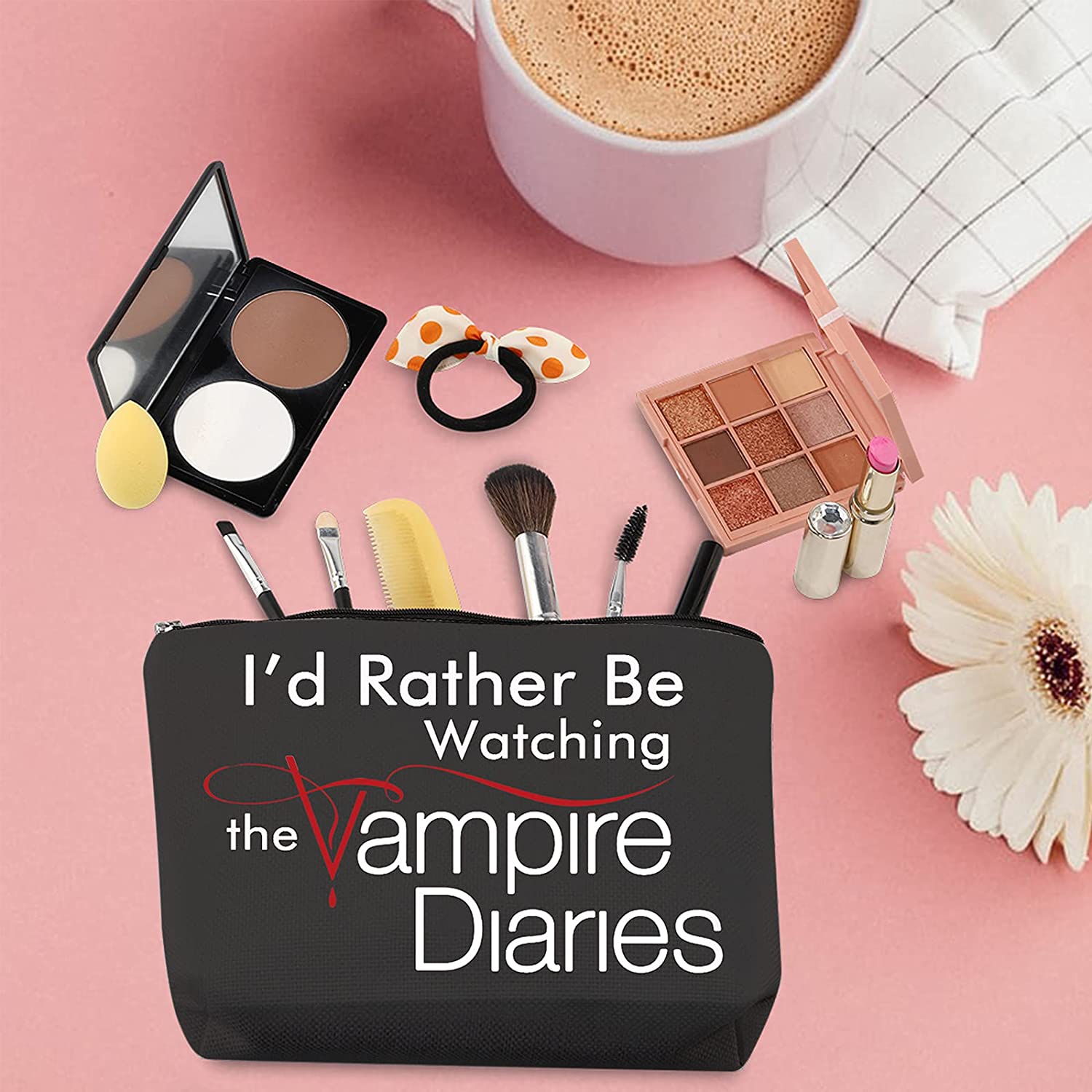 Make-up-Tasche 'I'd Rather Be Watching TV' – Vampir-TV-Show-Fanartikel, 23,5x17 Cm, Polyester