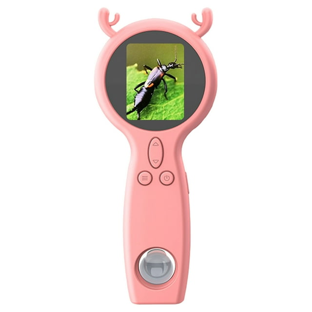 Kids Microscope Toy with 500X Magnification, 2" Screen & 8 Led Lights, Portable Handheld Science Educational Gift for Boys Girls