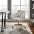 thumbnail image 3 of Linon Abram Task Chair with Adjustable Height & Swivel, 275 lb. Capacity, Off White Velvet Fabric, 3 of 11