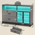 thumbnail image 2 of 2 Drawer File Cabinet with Power Outlets & LED Lights, Filing Cabinet with 2 Acrylic Doors & Adjustable Shelf, Large File Drawers with Lock Fits A4/Letter/Legal Size for Home Office, Grey, 2 of 9