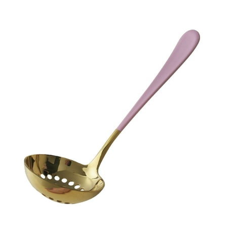 

Cooking Spoons Pasta Strainer Golden Stainless Steel Thickened Long Handle Colander Soup Spoon Hot Pot Household Kitchen Stirring Spoons