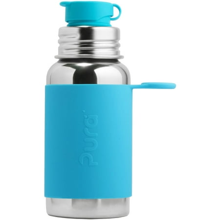 - Pura Sport 18 OZ/550 ML Stainless Steel Water Bottle with Silicone Sport Flip Cap & Sleeve Aqua(Plastic Free, Nontoxic Certified, BPA Free)
