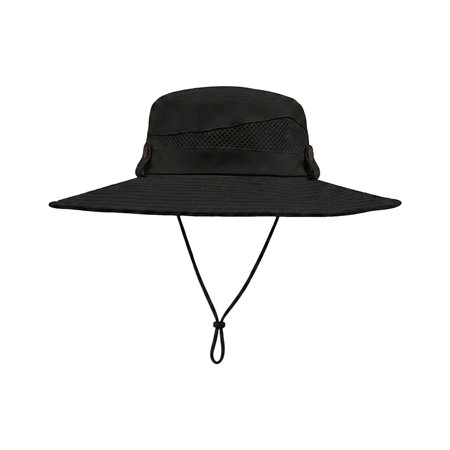 Wide Brim Sun Hat for Men and Women Breathable Mesh Boonie Hat with Chin Cord for Fishing Hiking Camping Travel