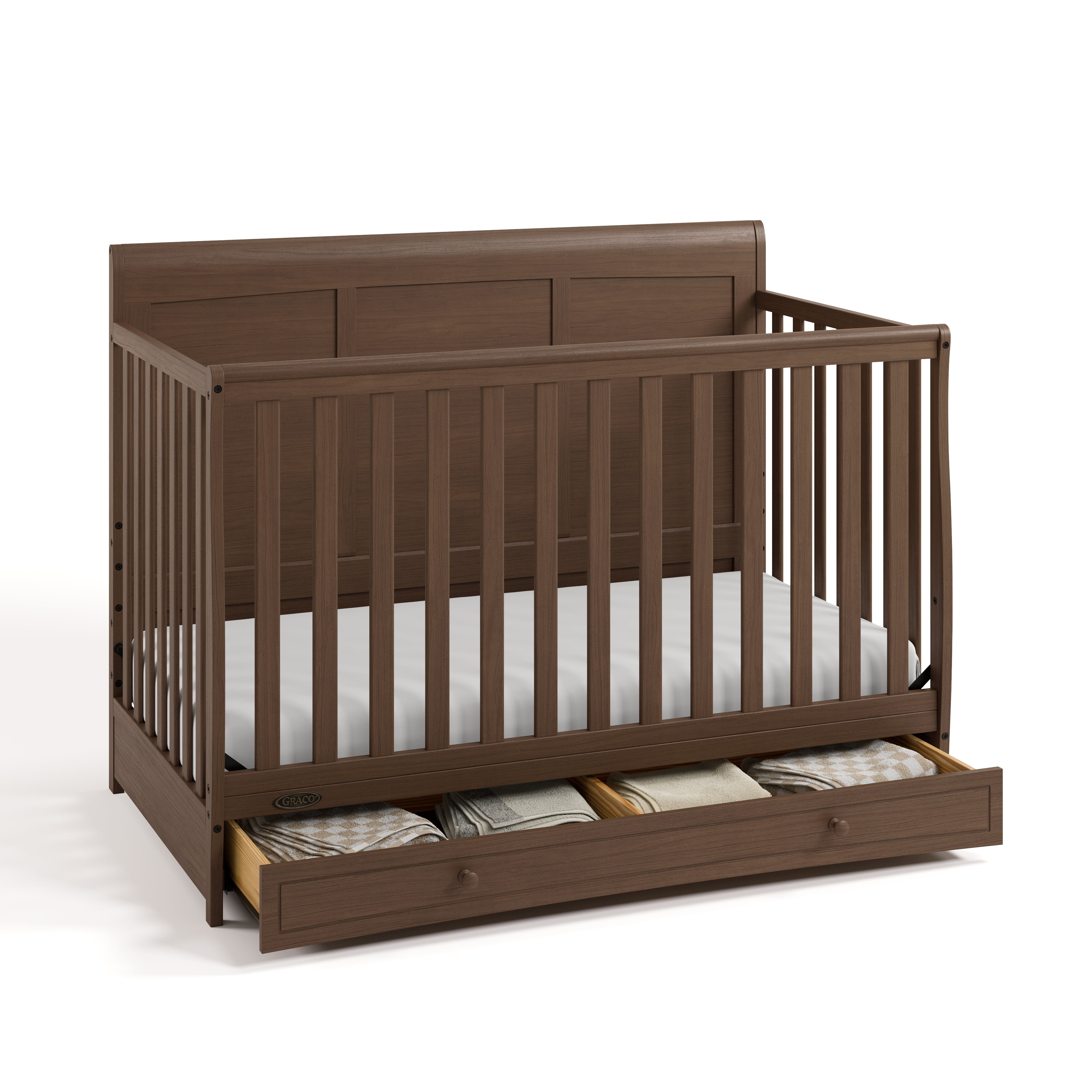 Graco Asheville 4-in-1 Convertible Baby Crib with Drawer, Hazelnut