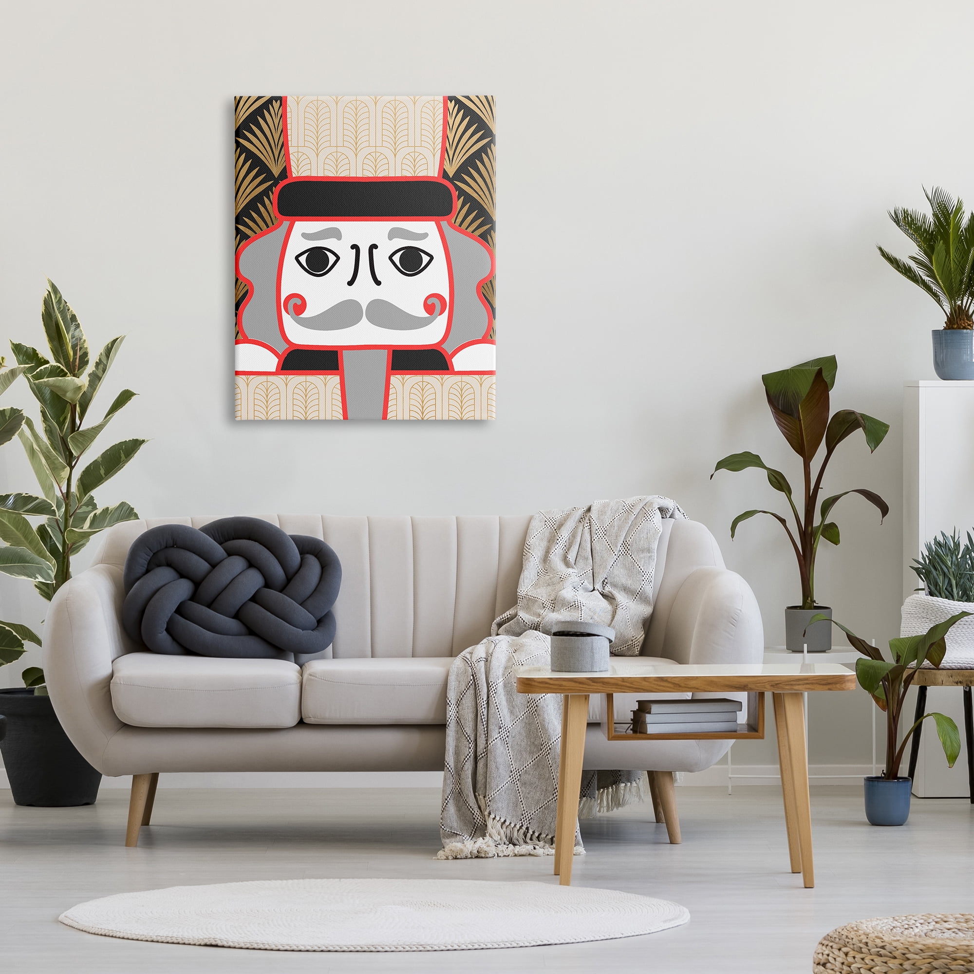 Stupell Industries Winter Nutcracker Soldier Geometrical Industrial Deco Pattern Holiday Painting Gallery Wrapped Canvas Print Wall Art, 30 x 40