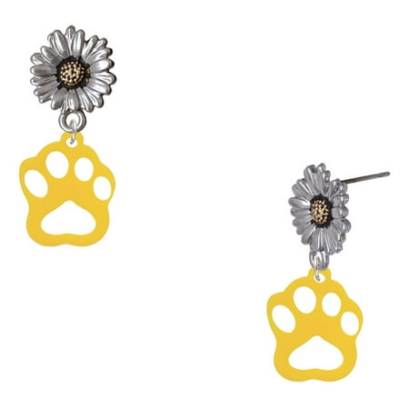 Delight Jewelry Acrylic Small Paw Yellow – Two-tone Daisy Flower Post Earrings