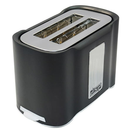 

Gwong Household Stainless Steel Breakfast Wide Slot 2 Slices Bread Maker Quick Toaster(Black EU Plug)