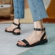 thumbnail image 3 of Zapatos Verano Sandalias Planas Una Banda Tobillo Correa Hebilla Punta Abierta para Mujer, 3 of 9