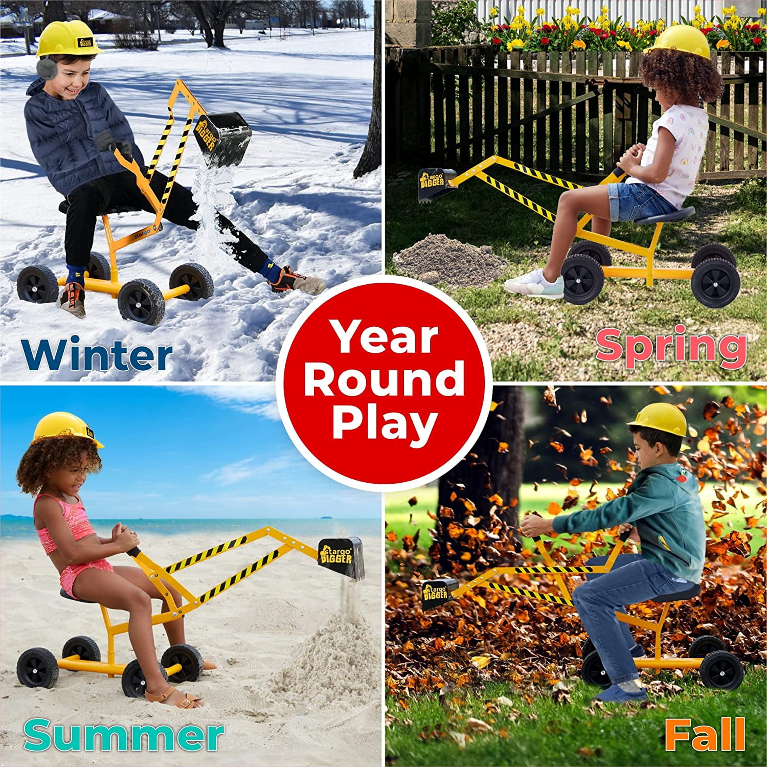 Excavatrice Jouet Sable Pour Enfants - Pelleteuse Sur Roues Avec Casque - Jeu Construction Plage, Jardin, Neige