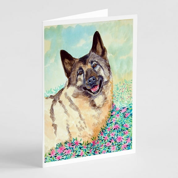 Norwegian Elkhound Greeting Cards and Envelopes Pack of 8