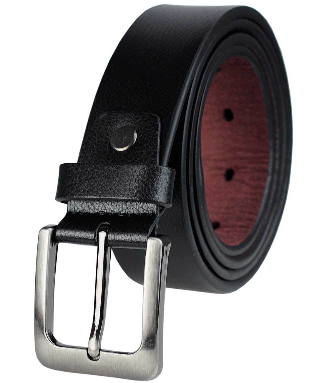 Eurosport Mens Bonded Leather Cut-To-Fit Classic Belt with Metal Square Buckle