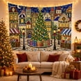 thumbnail image 3 of Festive Town Square with Depicted Stained Glass Mosaic, Mystical Fantasy for Space Lovers, Galaxy Room Decor, Christmas Gift, Tapestry Wall Hanging for Bedroom and Dorm, 3 of 7