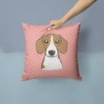 thumbnail image 2 of Checkerboard Pink Beagle Fabric Decorative Pillow, 2 of 4