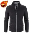 thumbnail image 3 of Suéter de punto con cremallera para hombre, ropa a cuadros, cárdigan, sudaderas con capucha, cremallera, grueso, invierno, rojo, tops, jerséis, casuales, elegantes, baratos y calientes, 3 of 5