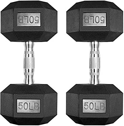papababe Dumbbells Free Weights Dumbbells Weight Set Rubber Coated cast Iron Hex Black Dumbbell 